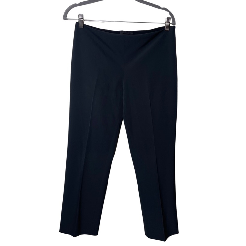 The Row black front pleated crop pulled on pants side split sz 6
